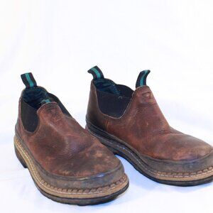 Georgia Romeo Kids Size 4M Brown Leather ROMEO Low Chelsea Pull On Work Boots